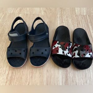 CROCS Kids Navy and Camo Sandals Bundle